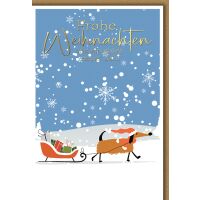 Weihnachten Grußkarte mit Umschlag Dackel zieht...