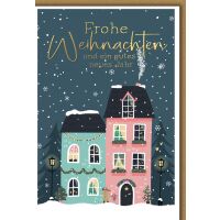 Weihnachten Grußkarte mit Umschlag Zwei Häuser