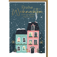 Weihnachten Grußkarte mit Umschlag Zwei Häuser