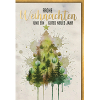 Weihnachten Grußkarte mit Umschlag Tannenform aus...