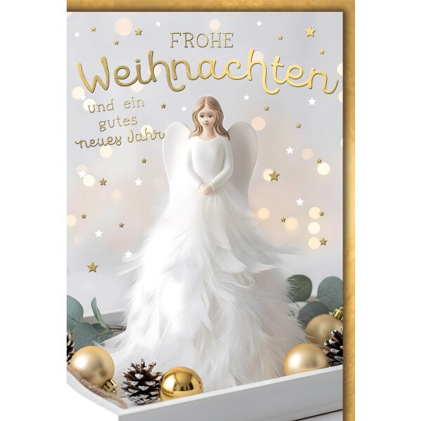 Weihnachten Grußkarte mit Umschlag Engel mit weißen Federn