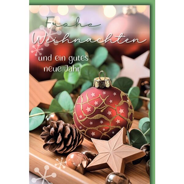 Weihnachten Grußkarte mit Umschlag Gesteck mit Kugeln & Eukalyptus
