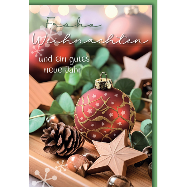 Weihnachten Grußkarte mit Umschlag Gesteck mit Kugeln & Eukalyptus
