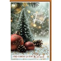 Weihnachten Grußkarte mit Umschlag Dekotanne Zapfen...