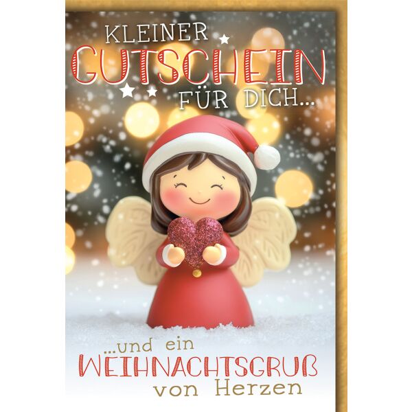 Weihnachten Grußkarte mit Umschlag Dekoengel mit rotem Kleid
