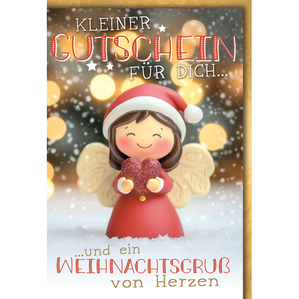 Weihnachten Grußkarte mit Umschlag Dekoengel mit rotem Kleid