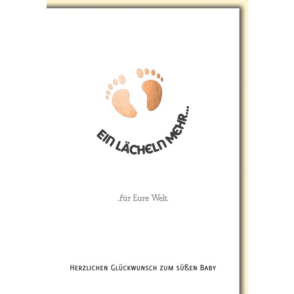 Geburt Baby Grußkarte mit Umschlag Ein Lächeln mehr Babyfüsschen