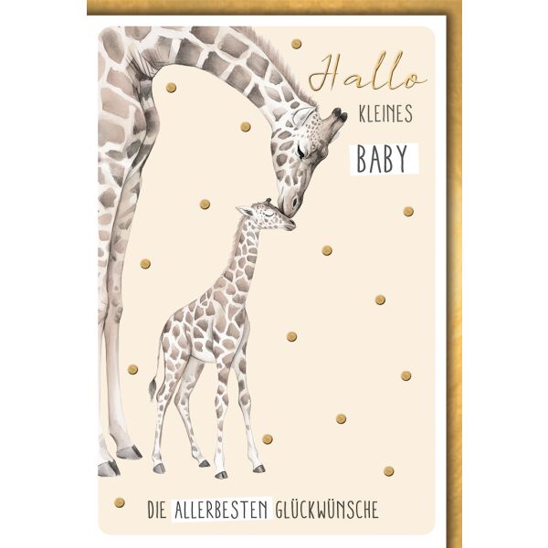Geburt Baby Grußkarte mit Umschlag Giraffenmama mit Kalb
