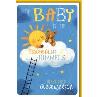 Geburt Baby Grußkarte mit Umschlag Sonne und...