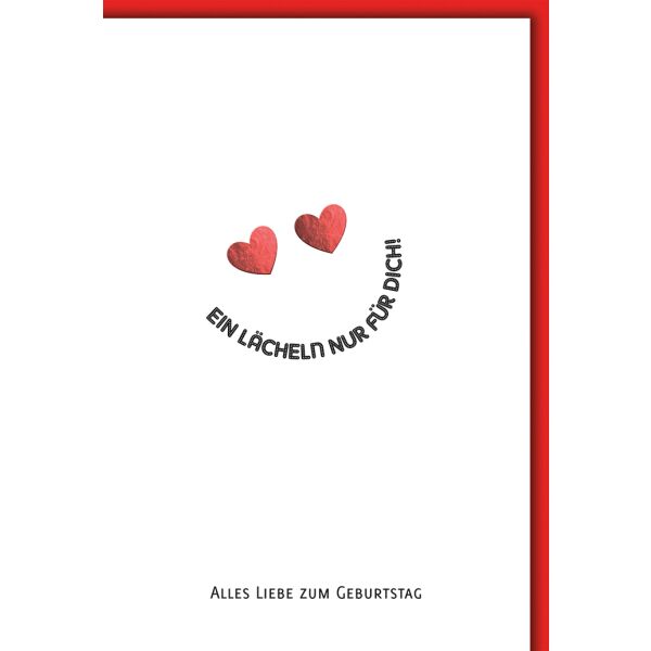 Geburtstag Grußkarte mit Umschlag Ein Lächeln Herzen