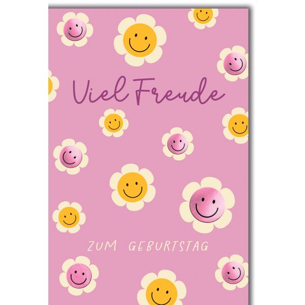 Geburtstag Grußkarte mit Umschlag Smileyblüten