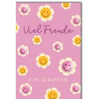 Geburtstag Grußkarte mit Umschlag Smileyblüten