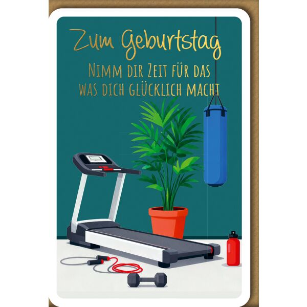 Geburtstag Grußkarte mit Umschlag Fitnessraum