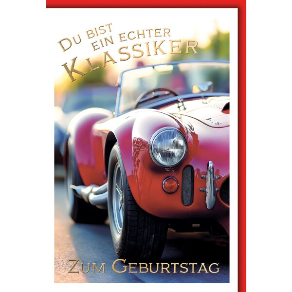 Geburtstag Grußkarte mit Umschlag roter Oldtimer