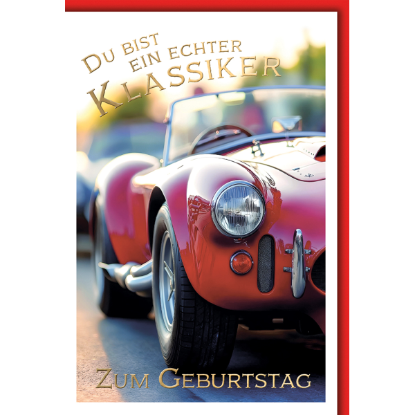 Geburtstag Grußkarte mit Umschlag roter Oldtimer