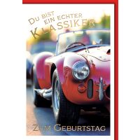 Geburtstag Grußkarte mit Umschlag roter Oldtimer