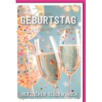 Geburtstag Grußkarte mit Umschlag Sektgläser...
