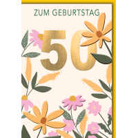 50. Geburtstag Grußkarte mit Umschlag bunte Blumen...