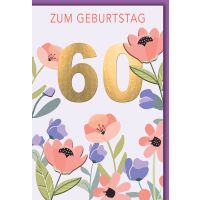 60. Geburtstag Grußkarte mit Umschlag bunte Blumen...