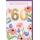 60. Geburtstag Grußkarte mit Umschlag bunte Blumen Retro