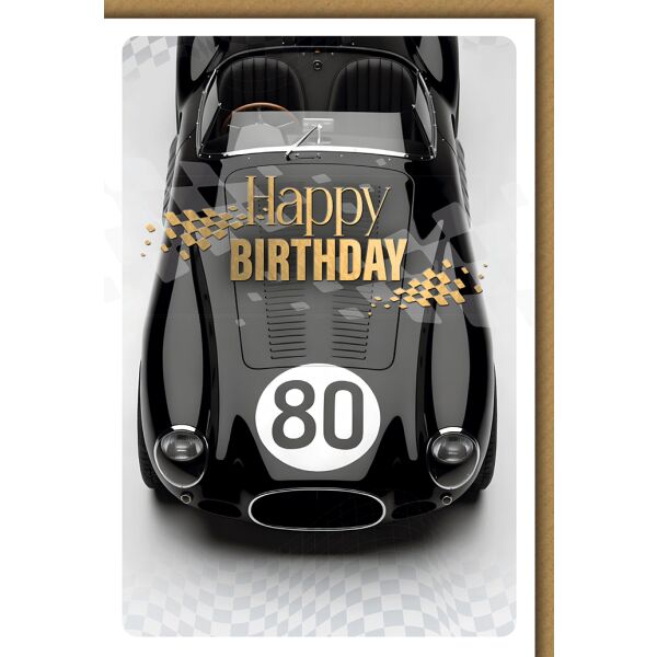80. Geburtstag Grußkarte mit Umschlag Oldtimer