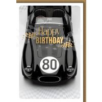 80. Geburtstag Grußkarte mit Umschlag Oldtimer