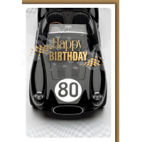 80. Geburtstag Grußkarte mit Umschlag Oldtimer