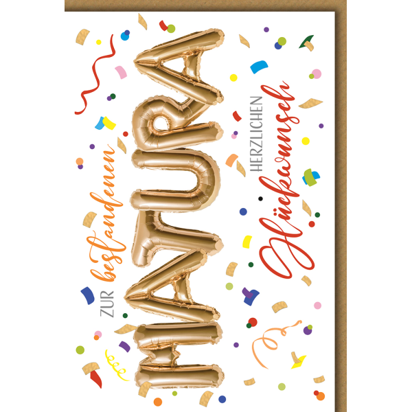 Matura Grußkarte mit Umschlag Ballonschrift