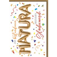 Matura Grußkarte mit Umschlag Ballonschrift
