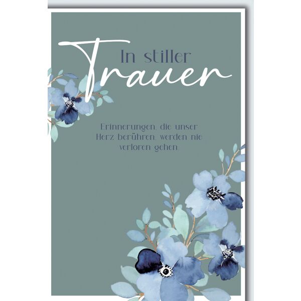 Trauer Kondolenz Beileidskarte mit Umschlag In stiller Trauer Blüten pastell