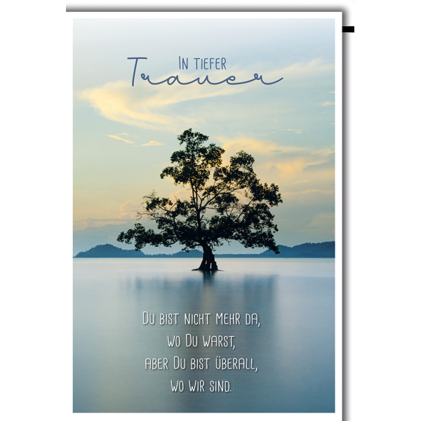 Trauer Kondolenz Beileidskarte mit Umschlag In tiefer Trauer Baum im See