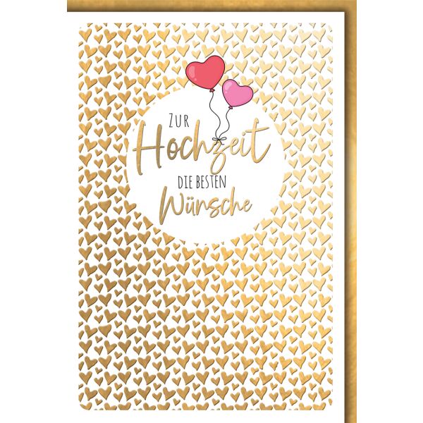 Hochzeit Grußkarte mit Umschlag Herzluftballons Herzen