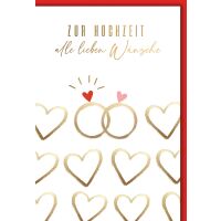 Hochzeit Grußkarte mit Umschlag Ringe Herzen