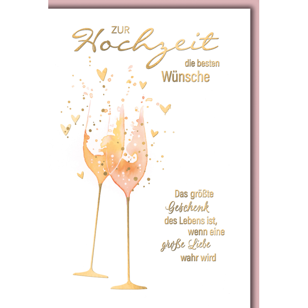 Hochzeit Grußkarte mit Umschlag Sektgläser pastell