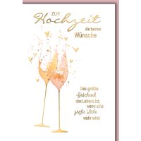 Hochzeit Grußkarte mit Umschlag Sektgläser...