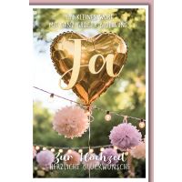 Hochzeit Grußkarte mit Umschlag Herzluftballon gold