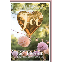 Hochzeit Grußkarte mit Umschlag Herzluftballon gold