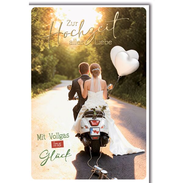 Hochzeit Grußkarte mit Umschlag Paar auf Roller