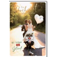 Hochzeit Grußkarte mit Umschlag Paar auf Roller