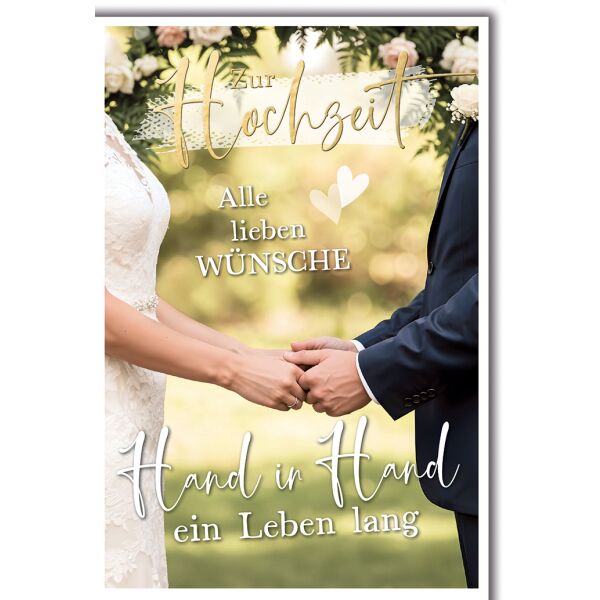 Hochzeit Grußkarte mit Umschlag Paar hält Hände