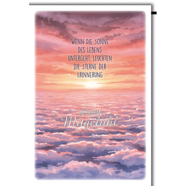 Trauer Kondolenz Beileidskarte mit Umschlag In tiefem Mitgefühl Wolkenmeer pastell