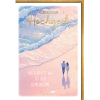 Hochzeit Grußkarte mit Umschlag Paar am Strand pastell