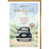 Hochzeit Grußkarte mit Umschlag Auto pastell