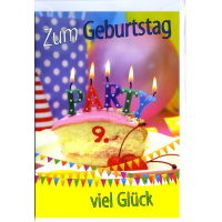 9. Geburtstag Glückwunschkarte mit Zahl 9 und...