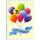 7. Geburtstag Glückwunschkarte mit Zahl 7 und Umschlag Luftballons Happy Birthday