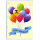7. Geburtstag Glückwunschkarte mit Zahl 7 und Umschlag Luftballons Happy Birthday