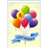 9. Geburtstag Glückwunschkarte mit Zahl 9 und...