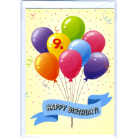 9. Geburtstag Glückwunschkarte mit Zahl 9 und...