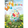 Ostern Glückwunschkarte mit Umschlag Großes buntes Osterei, Kaninchen, kleine Ostereier an einem Ast