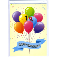 14. Geburtstag Glückwunschkarte mit Zahl 14 und...